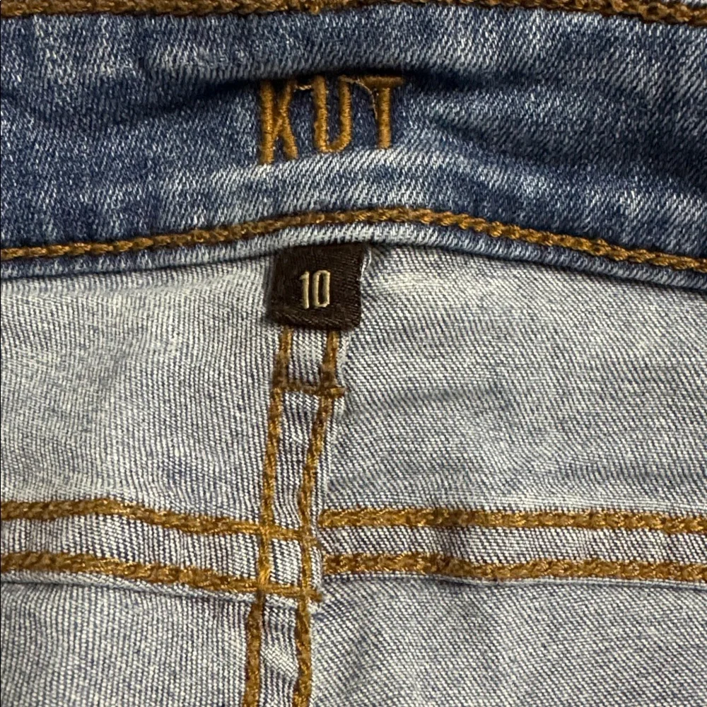 Kut From The Kloth High Rise Crop Straight Leg Jeans Light Distressed Wash Sz 10 - Picture 9 of 16
